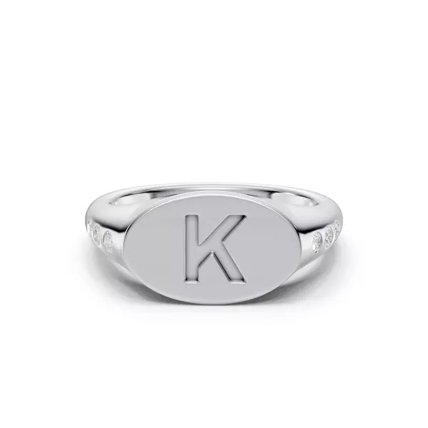 Initial Signet Lab Diamond Accent Ring - K