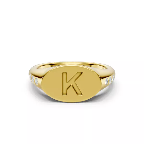 Initial Signet Lab Diamond Accent Ring - K