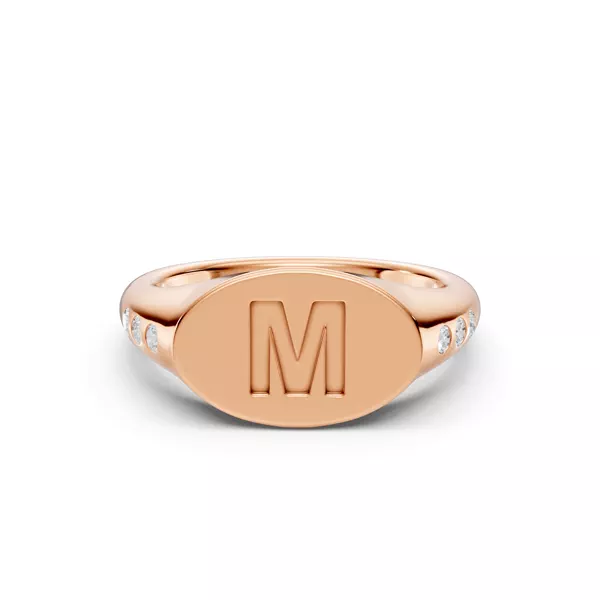 Initial Signet Lab Diamond Accent Ring - M
