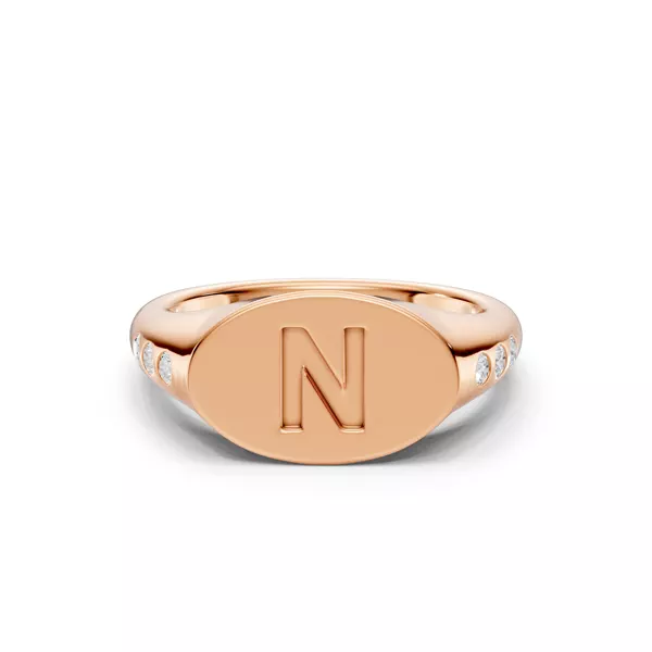 Initial Signet Lab Diamond Accent Ring - N