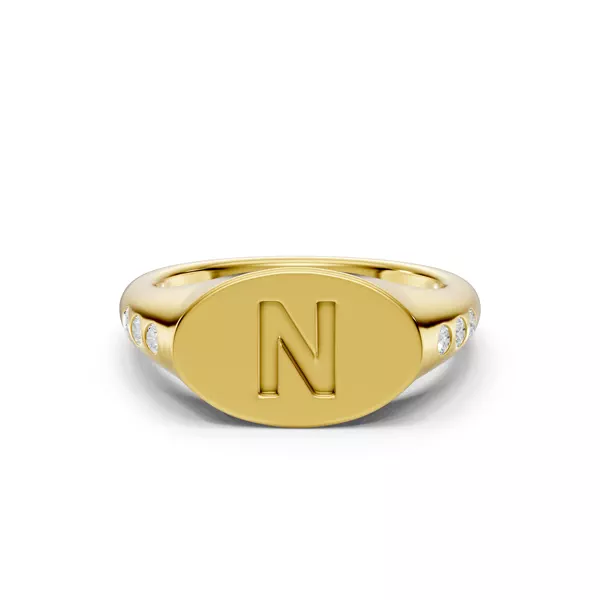 Initial Signet Lab Diamond Accent Ring - N