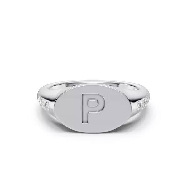 Initial Signet Lab Diamond Accent Ring - P