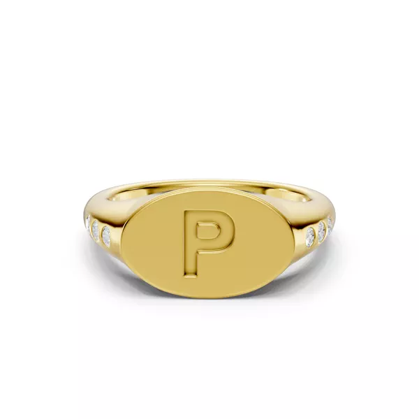 Initial Signet Lab Diamond Accent Ring - P