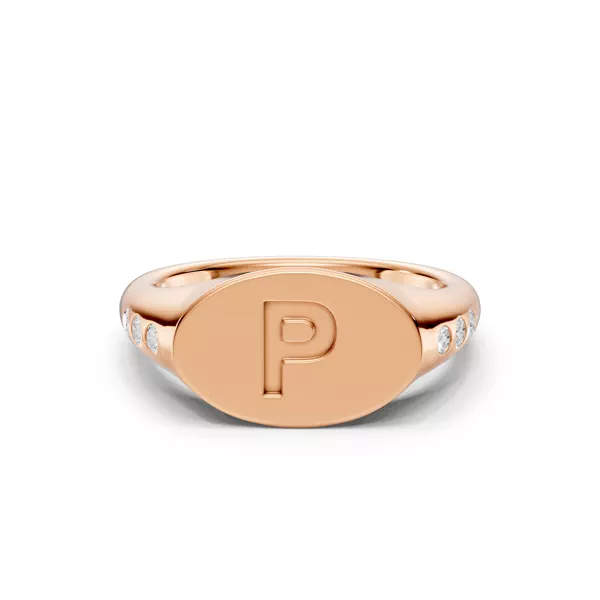 Initial Signet Lab Diamond Accent Ring - P