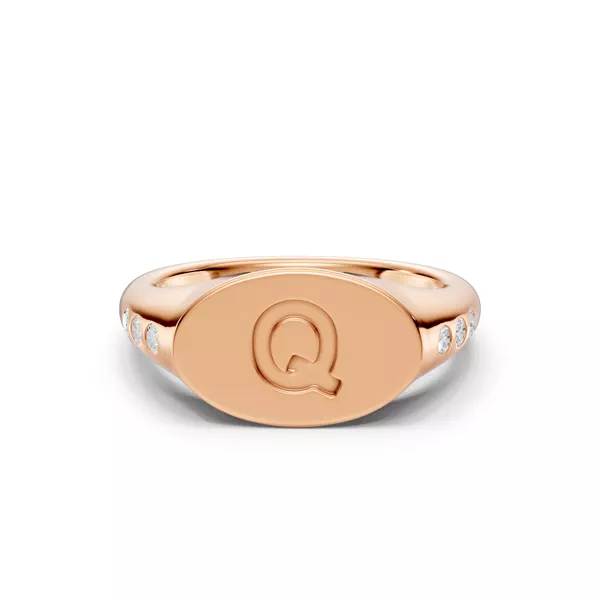 Initial Signet Diamond Accent Ring - Q