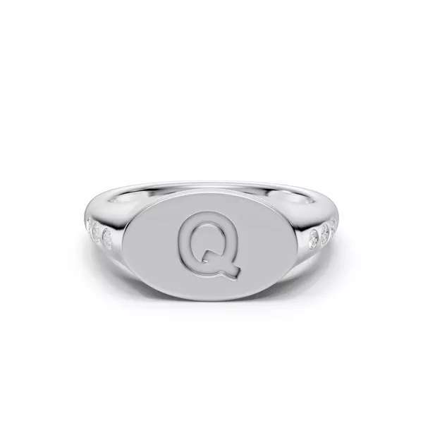Initial Signet Lab Diamond Accent Ring - Q