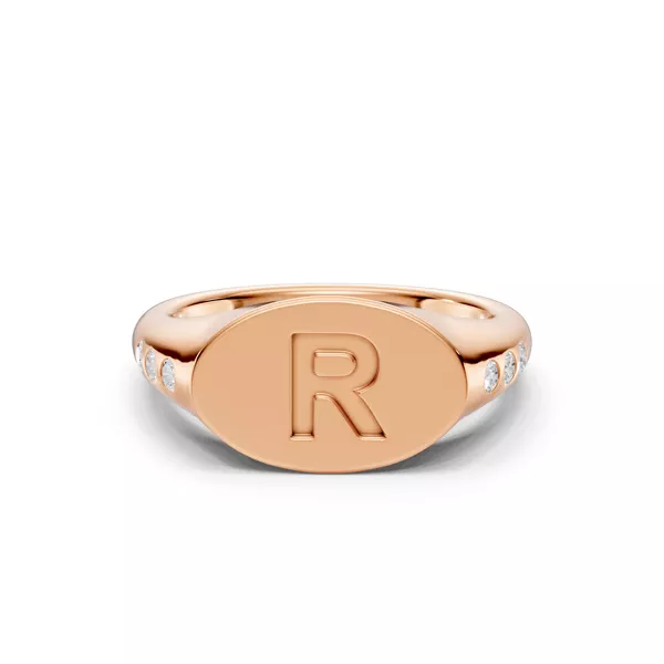 Initial Signet Lab Diamond Accent Ring - R