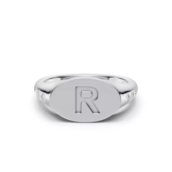 Initial Signet Lab Diamond Accent Ring - R