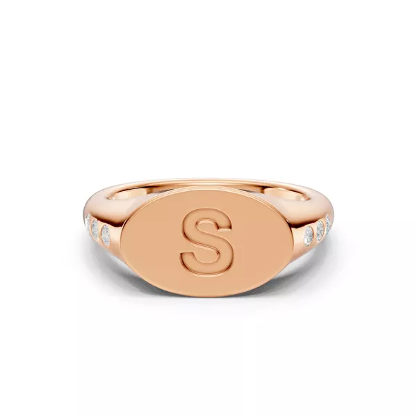 Initial Signet Diamond Accent Ring - S