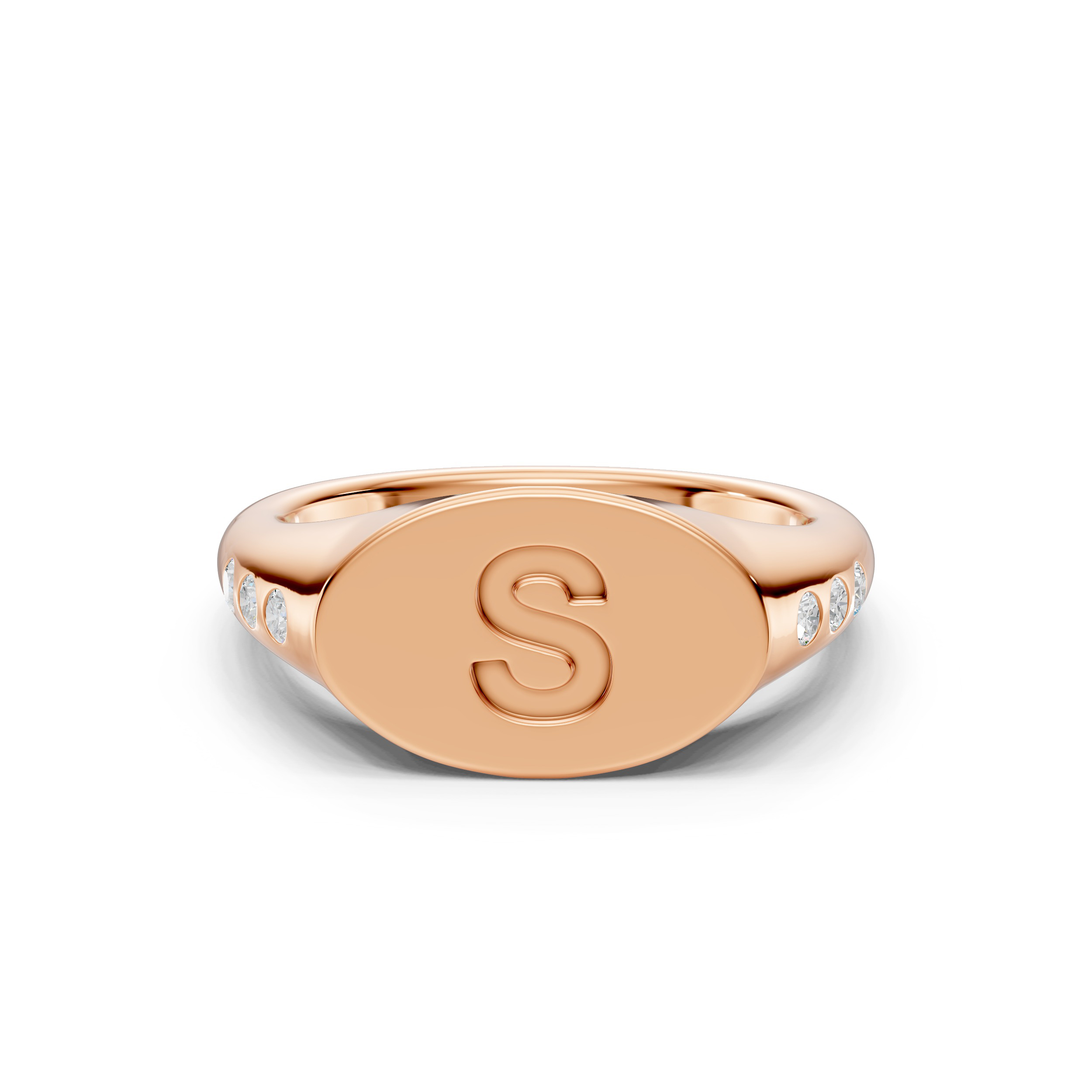Initial Signet Diamond Accent Ring - S