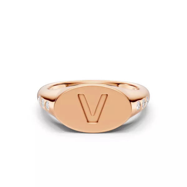 Initial Signet Lab Diamond Accent Ring - V