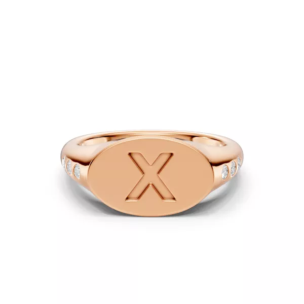 Initial Signet Lab Diamond Accent Ring - X