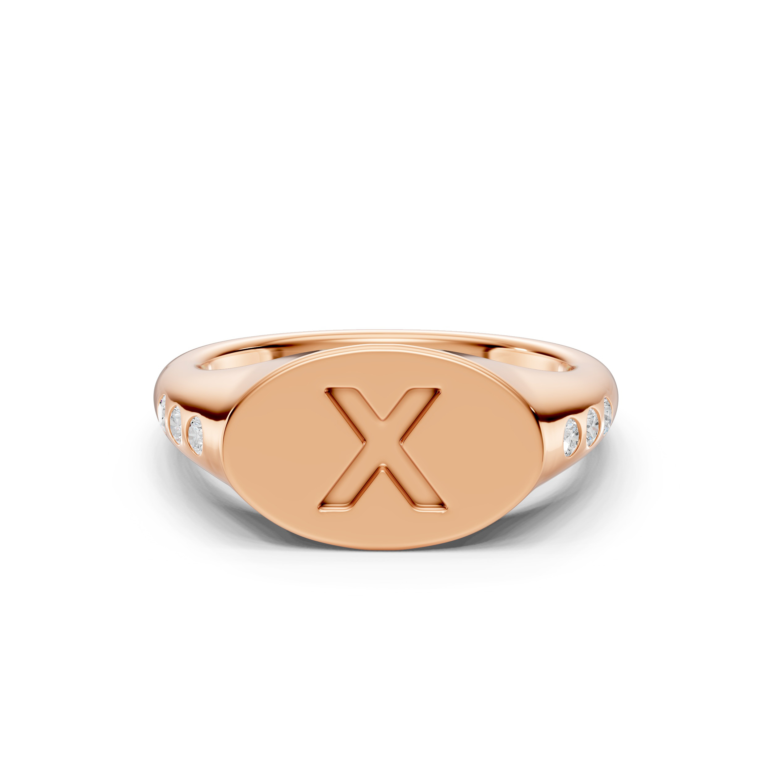 Initial Signet Diamond Accent Ring - X