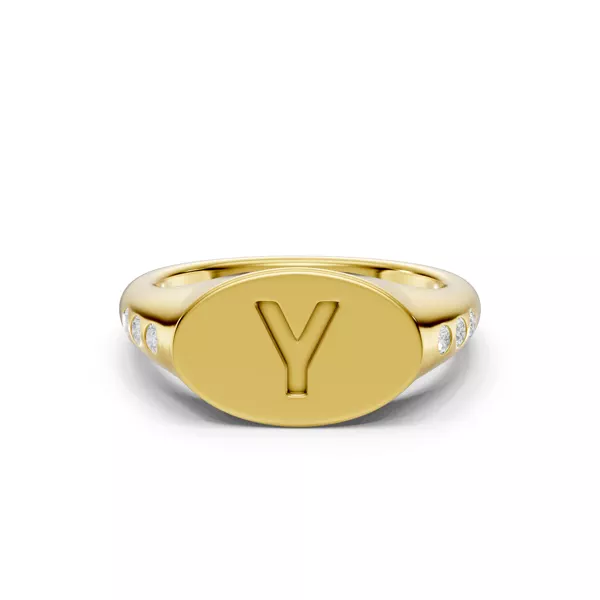 Initial Signet Lab Diamond Accent Ring - Y