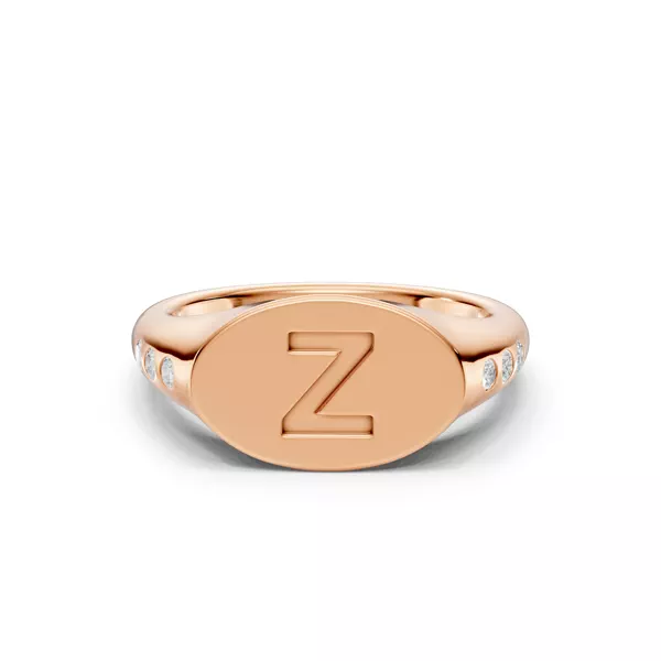 Initial Signet Diamond Accent Ring - Z