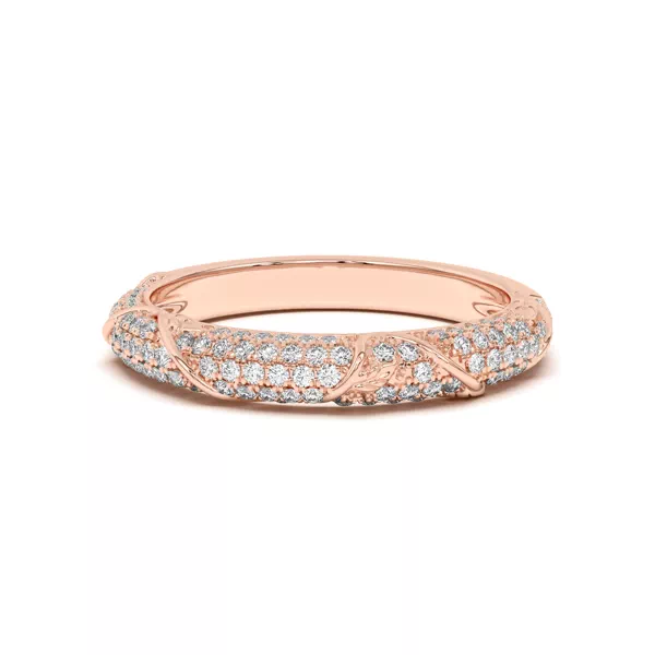 Laurel Twisting Vine And Leaf Pavé Band