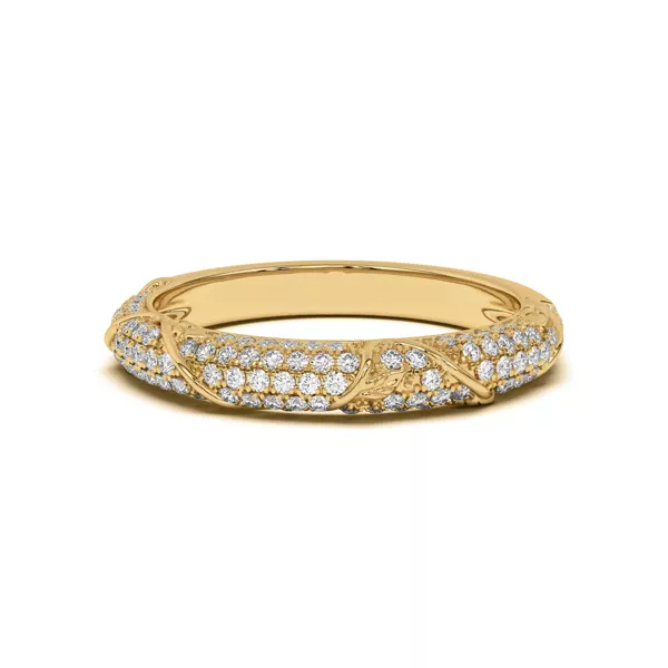 Laurel Twisting Vine And Leaf Pavé Band
