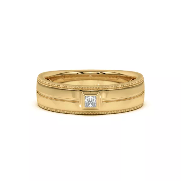 Raised Bezel Princess-Cut Grooved Milgrain Band
