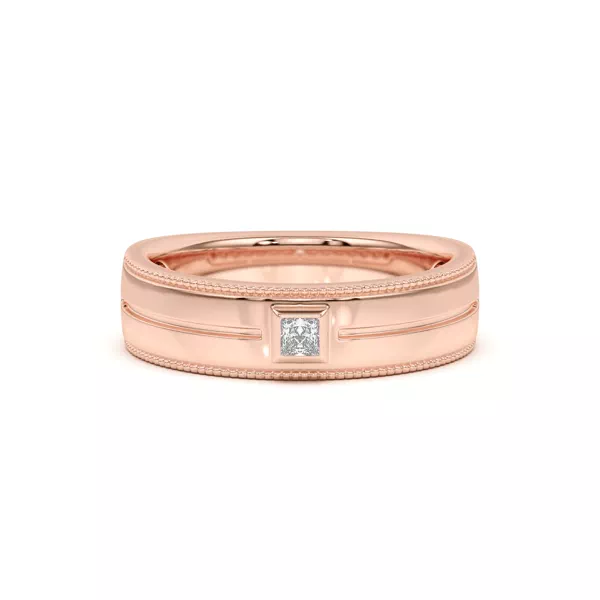 Raised Bezel Princess-Cut Grooved Milgrain Band
