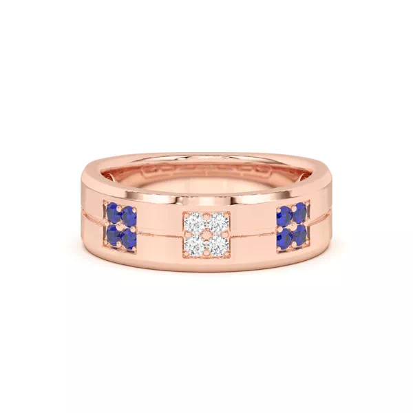 Quad Sapphire and Diamond Groove Band
