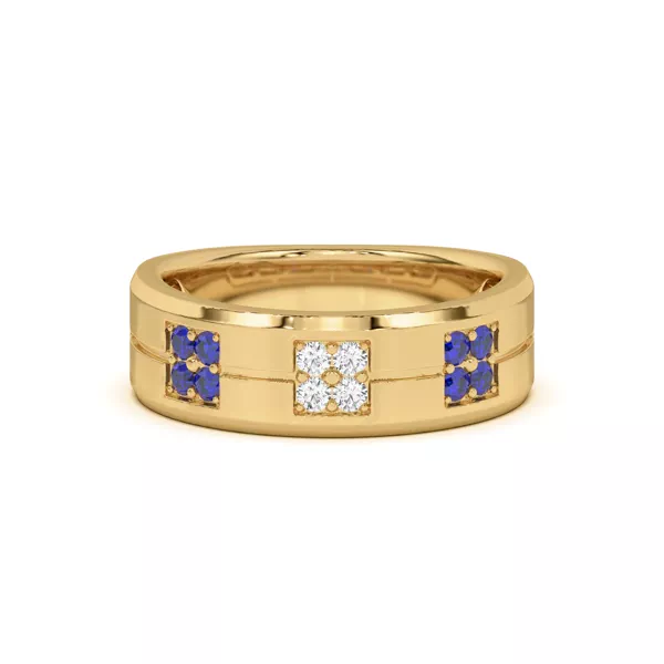 Quad Sapphire and Diamond Groove Band