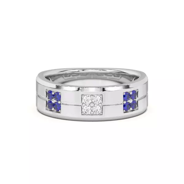 Quad Sapphire and Diamond Groove Band