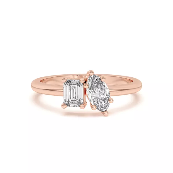Toi et Moi Emerald and Marquise Lab Ring (1.00 cttw)