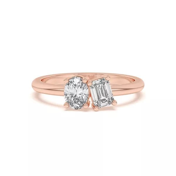 Toi et Moi Oval and Emerald Lab Ring (1.00 ct. tw.)