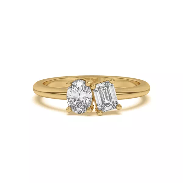 Toi et Moi Oval and Emerald Lab Ring (1.00 ct. tw.)