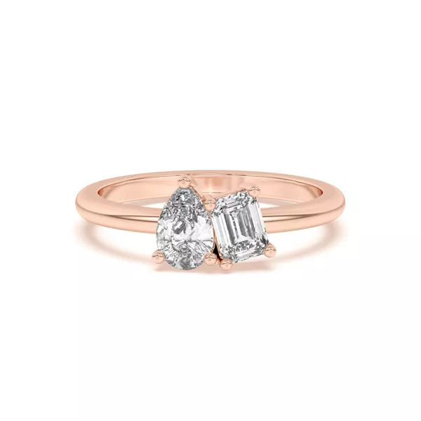 Toi et Moi Pear and Emerald Lab Ring (1.00 cttw)