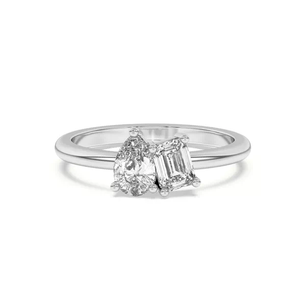 Toi et Moi Pear and Emerald Lab Ring (1.00 cttw)