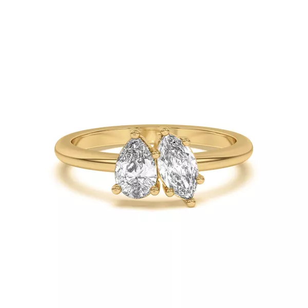 Toi et Moi Pear and Marquise Lab Ring (1.00 cttw)