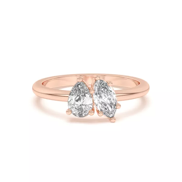 Toi et Moi Pear and Marquise Lab Ring (1.00 cttw)