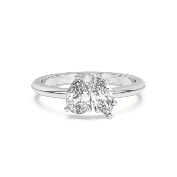 Toi et Moi Pear and Marquise Lab Ring (1.00 cttw)