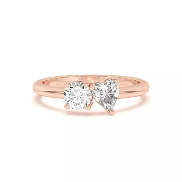 Toi et Moi Round and Heart Lab Ring (1.00 cttw)