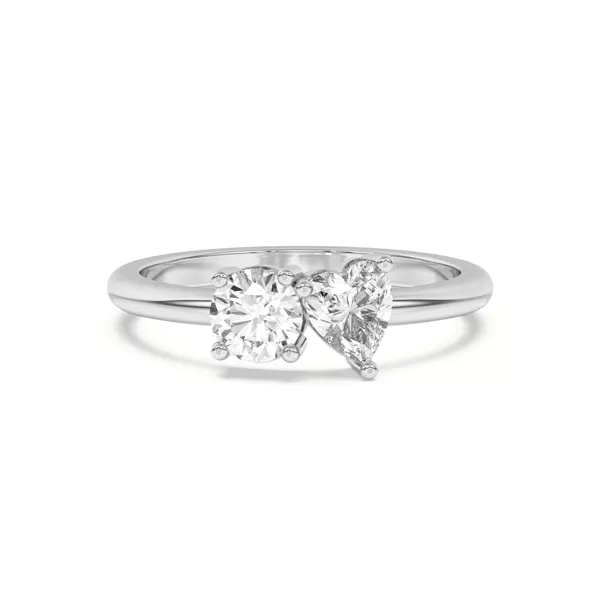 Toi et Moi Round and Heart Lab Ring (1.00 cttw)