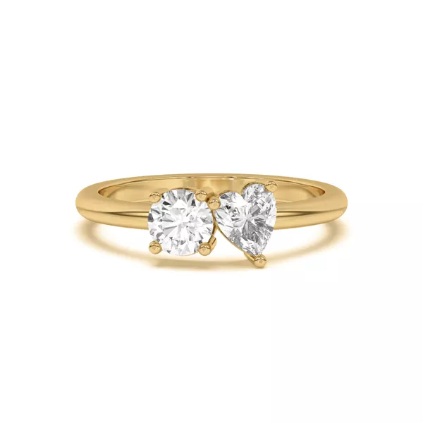 Toi et Moi Round and Heart Lab Ring (1.00 cttw)