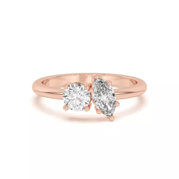 Toi et Moi Round and Marquise Lab Ring (1.00 cttw)