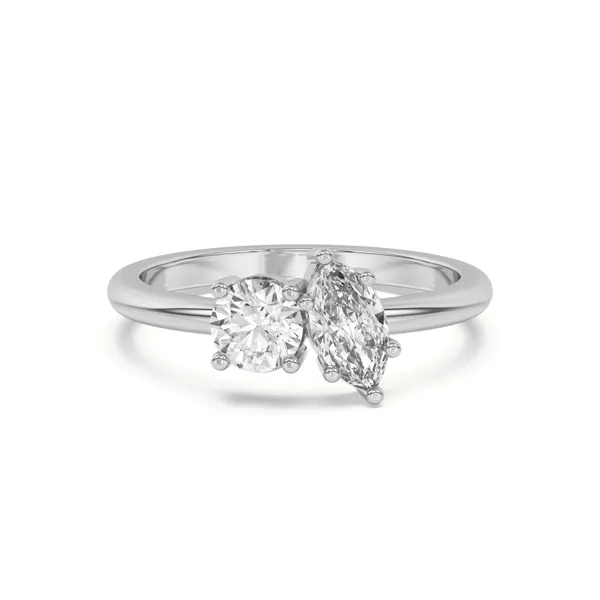 Toi et Moi Round and Marquise Lab Ring (1.00 cttw)