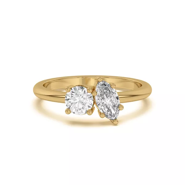 Toi et Moi Round and Marquise Lab Ring (1.00 cttw)