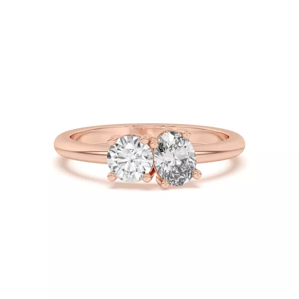 Toi et Moi Round and Oval Lab Ring (1.00 cttw)