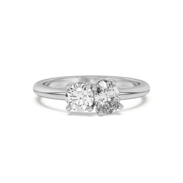 Toi et Moi Round and Oval Lab Ring (1.00 cttw)