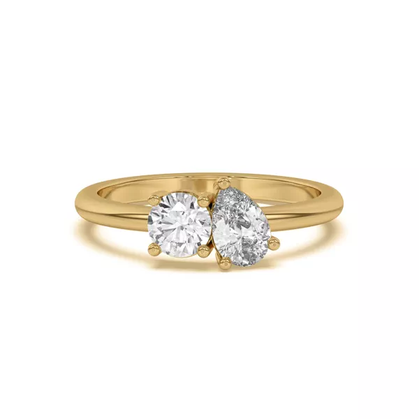 Toi et Moi Round and Pear Lab Ring (1.00 cttw)
