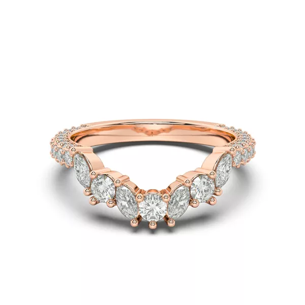 Tavia Mixed-Shape Wrapped Pavé Lab Diamond Curved Band