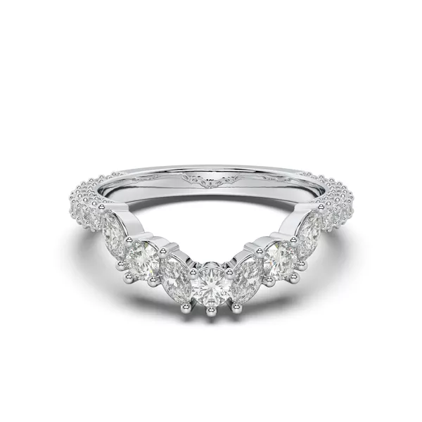 Tavia Mixed-Shape Wrapped Pavé Curved Band