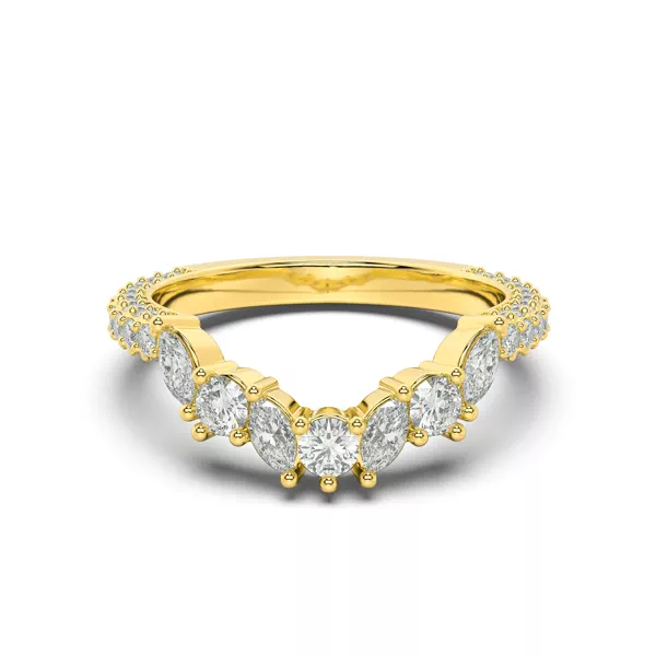 Tavia Mixed-Shape Wrapped Pavé Lab Diamond Curved Band