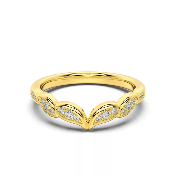 Senlis Lab Diamond Pavé Leaf Chevron Band