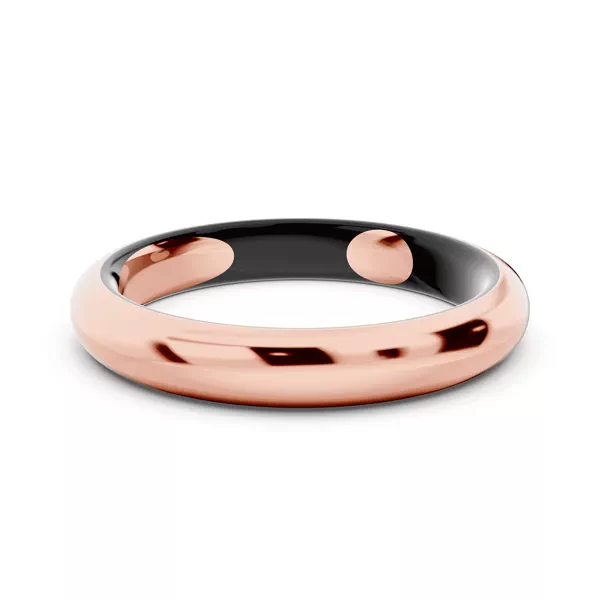 Black Ceramic Interior Comfort-Fit Gold Band (3mm)