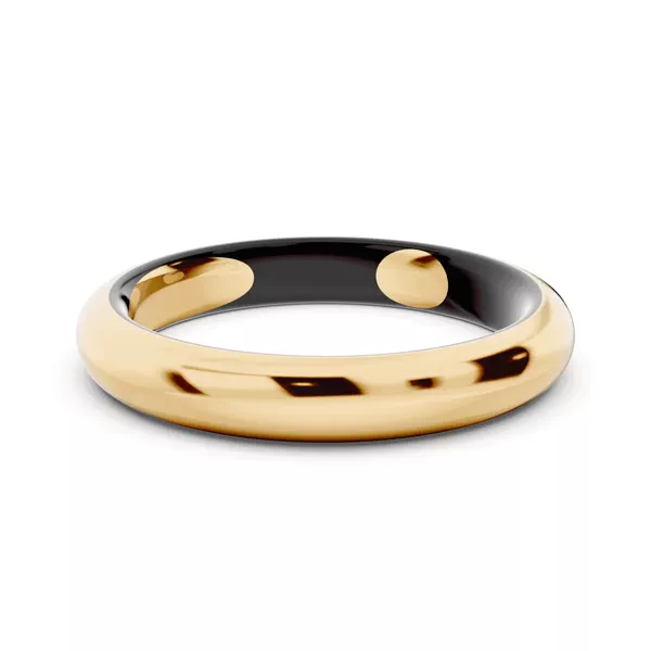 Black Ceramic Interior Comfort-Fit Gold Band (3mm)