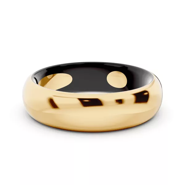 Black Ceramic Interior Comfort-Fit Gold Band (5mm)